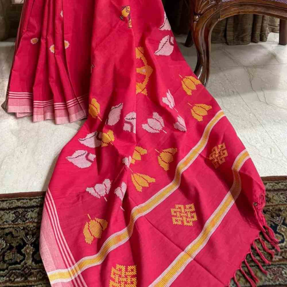 Tussar Saree with Madhubani Bride, Doli, and Kaahar Painting